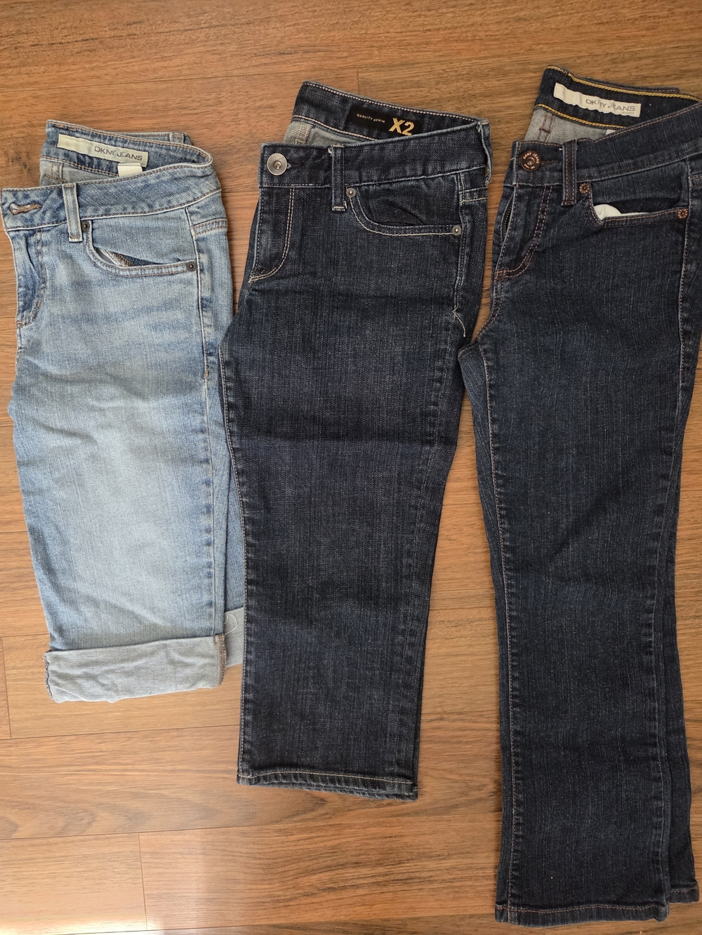 Dkny Women’s Straight Leg Jeans — Light Blue and Dark Blue Pair